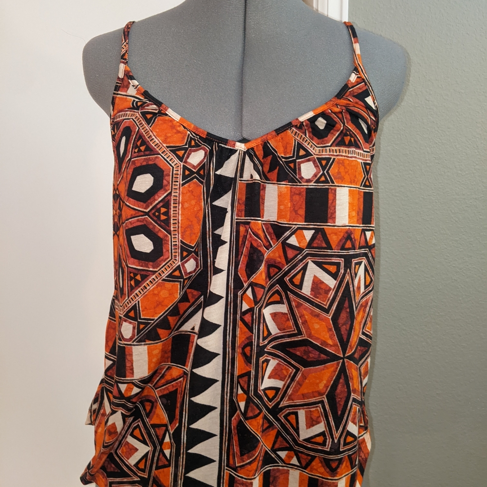 H&M Orange and Black Geometric Camisole